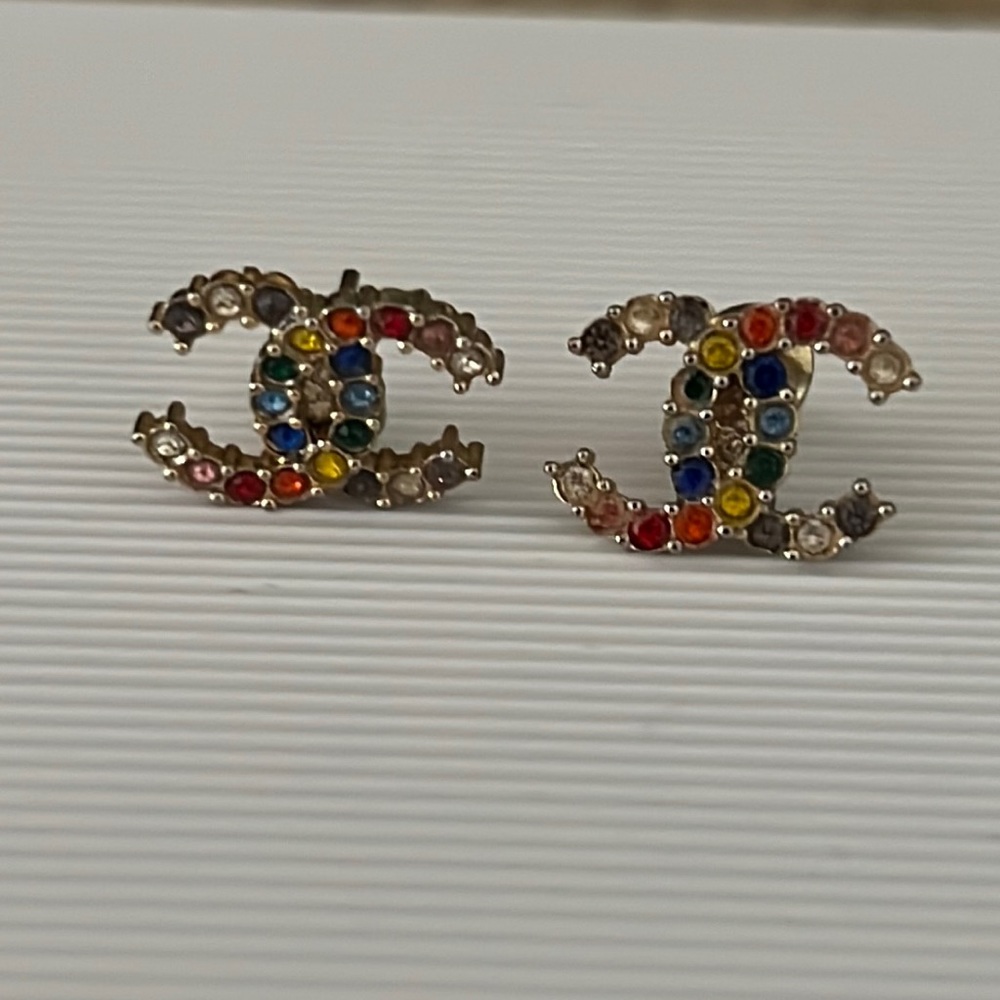 Authentic Chanel multi color CC Studs.